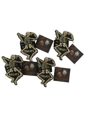 Bethany Lowe Set 4 Hobgoblins Bruce Elsass Skeleton Glittered Napkin Rings NEW